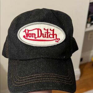 Von Dutch Black and White Cap with Red Logo